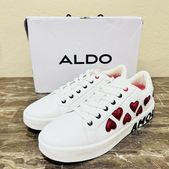NEW ALDO Galericlya Glitter Heart Sneakers